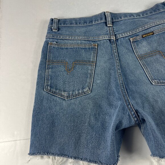 VTG Wrangler Shorts Men's 30* Blue Faded Cut Off Denim Jorts Talon Zipper Tag 32 - Picture 7 of 16